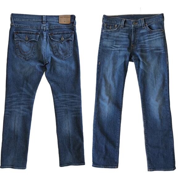 TRUE RELIGION Men's Ricky Relaxed Straight Fit Jeans Size 33 Flap Medium Wash - Picture 1 of 10